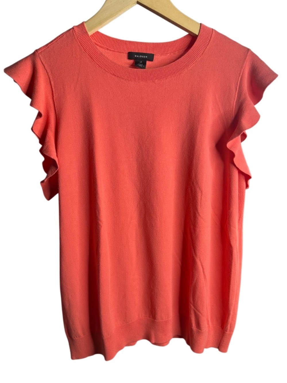 Halogen | Coral Ruffle Sleeve Knit Top | XL | Lightweight Feminine - Picture 3 of 6